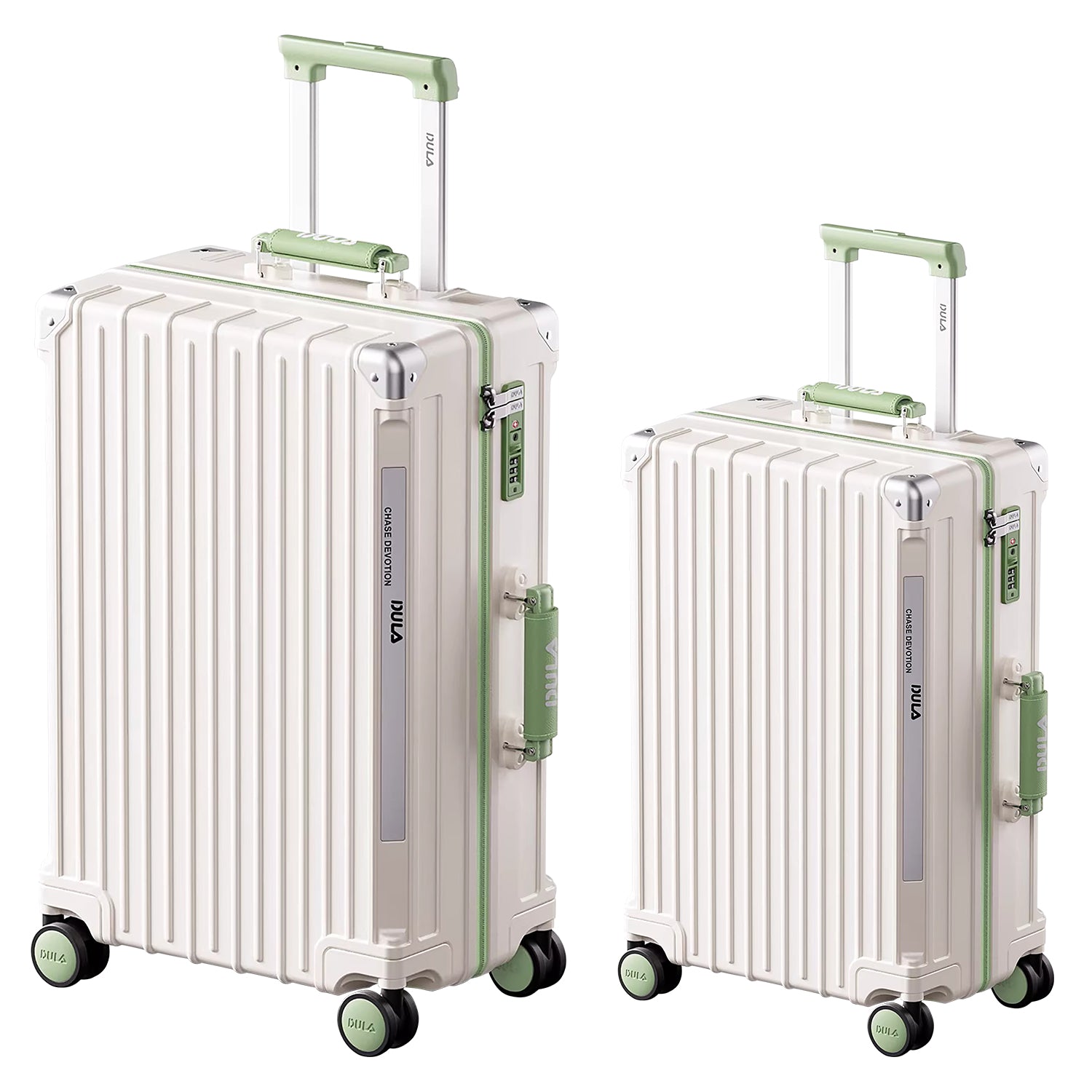White Sage Green Multifunctional Carry On Luggage | Hard Shell Suitcase with Cup Holder, USB Charger & Phone Holder | Airline Approved