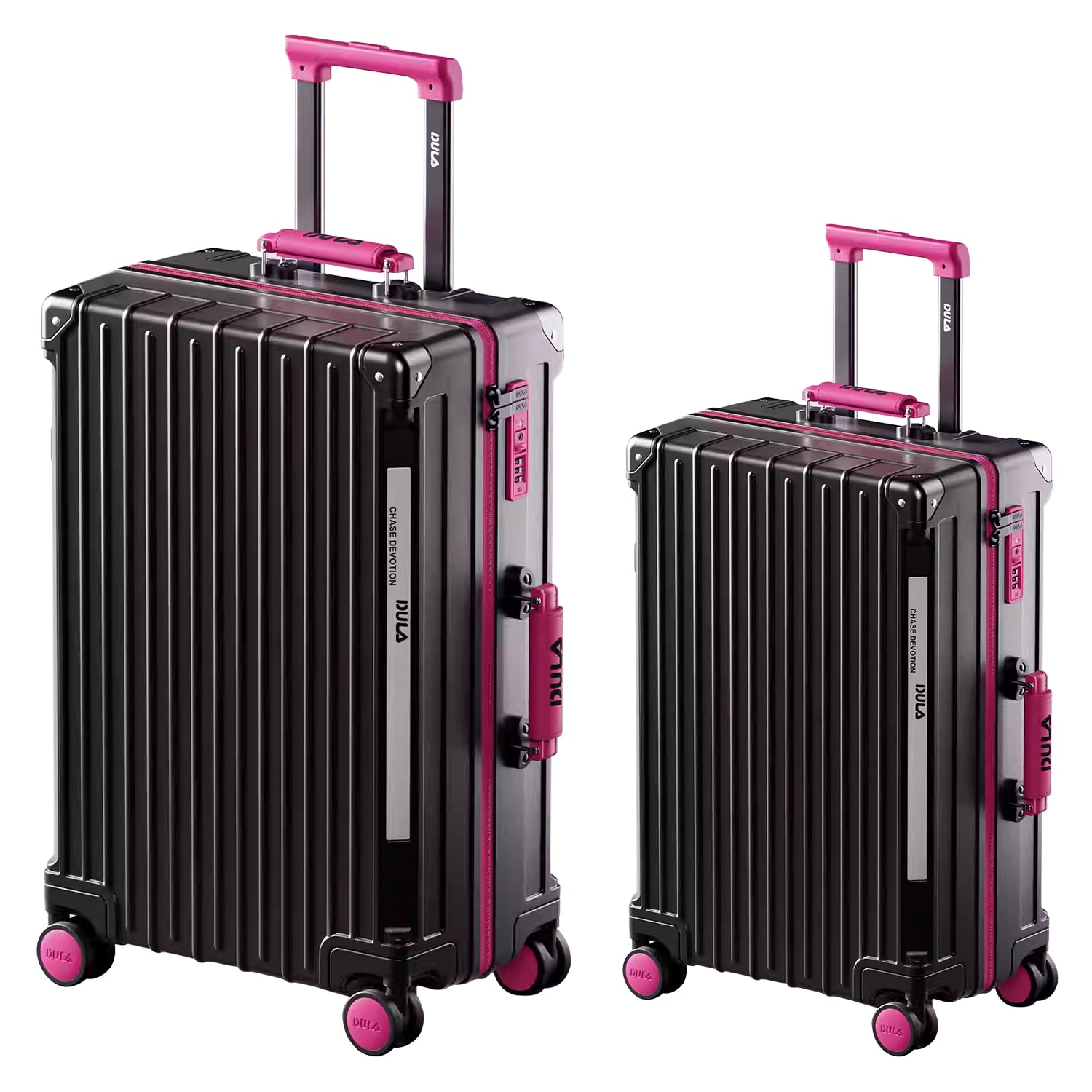 Black Pink Hard Shell Luggage | DULA Multifunctional Travel Suitcase with TSA Lock & Aluminium Frame